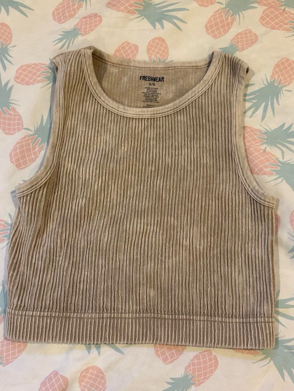 Freshwear Women's Ribbed Tank Top in Taupe